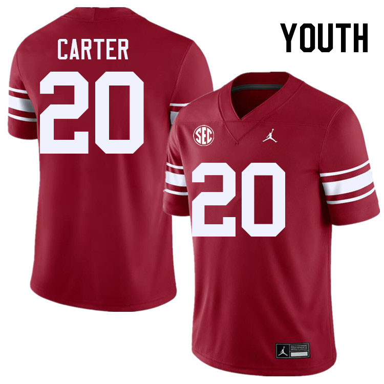 Youth #20 Lewis Carter Oklahoma Sooners 2024 SEC Conference College Football Jerseys-Throwback